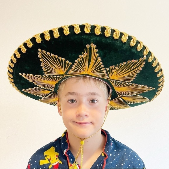 Salazar Yepez Mariachi Mexican Sombrero Green Gold Sequins - Picture 11 of 11